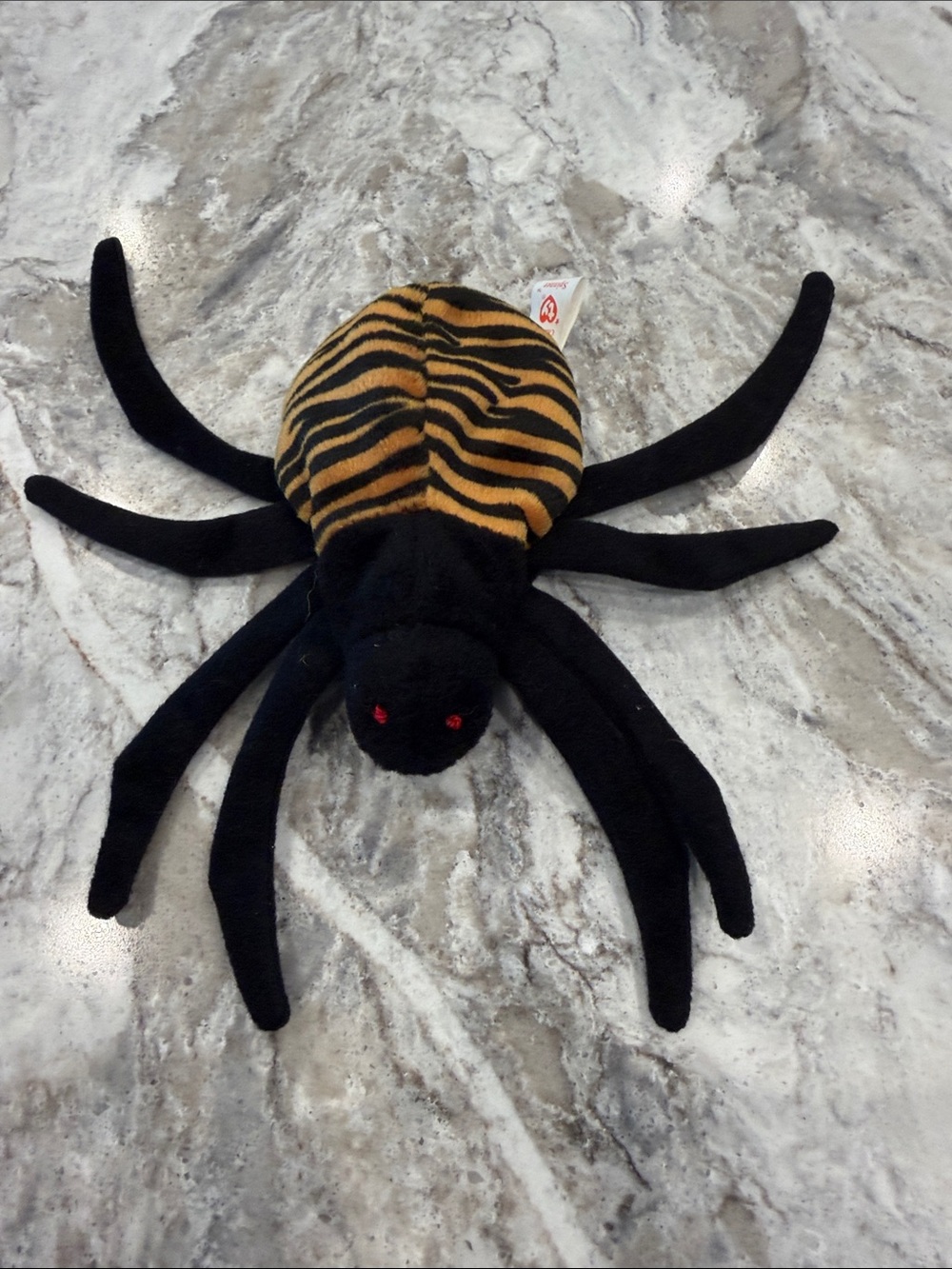 Ty Black and Orange Striped Plush Spider